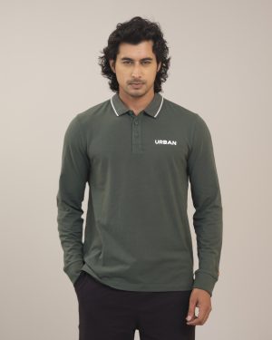 Long Sleeve Stretch Polo Green
