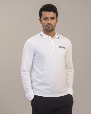Long Sleeve Stretch Polo White