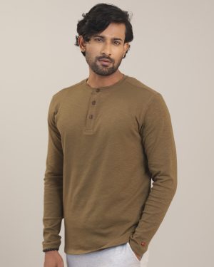 Long Sleeve Stretch Tee Brown